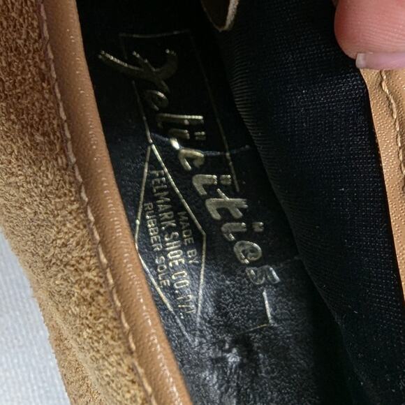 Vtg 1970s Felicities Tan Suede Square Toe Block Heel Lace-Up Chukka Boots 7.5 - Picture 5 of 7